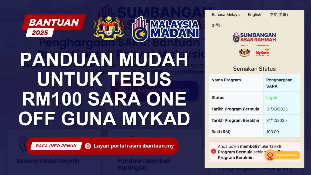 PANDUAN MUDAH UNTUK TEBUS RM100 SARA