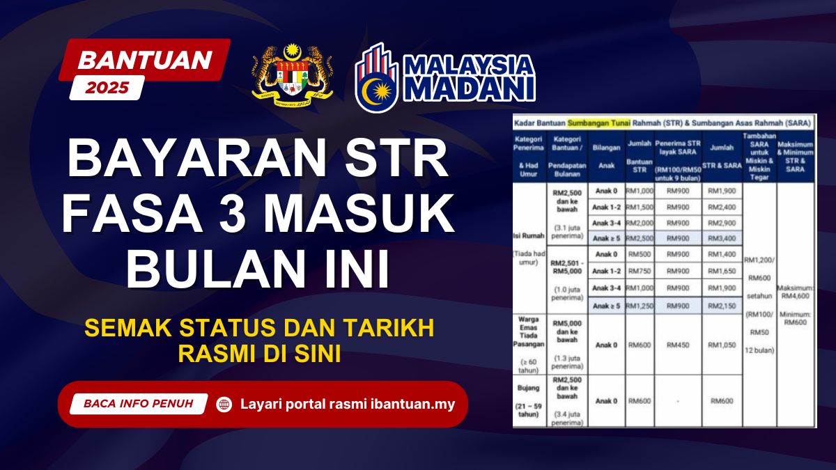 BAYARAN STR FASA 3 MASUK BULAN INI