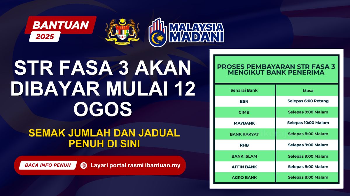 STR FASA 3 AKAN DIBAYAR MULAI 12 OGOS