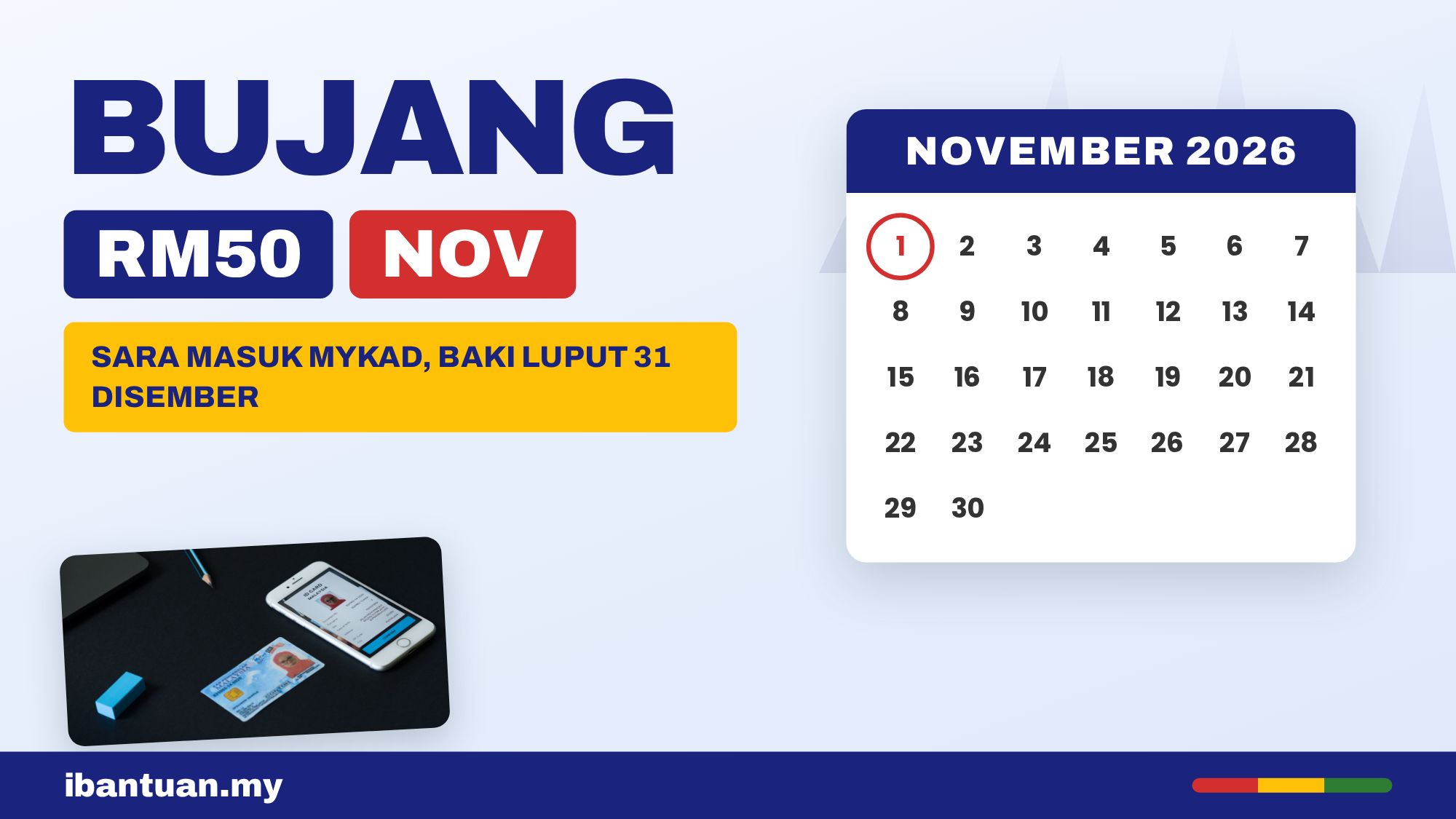 Senarai bantuan bujang November 2026, SARA RM50 masuk MyKad