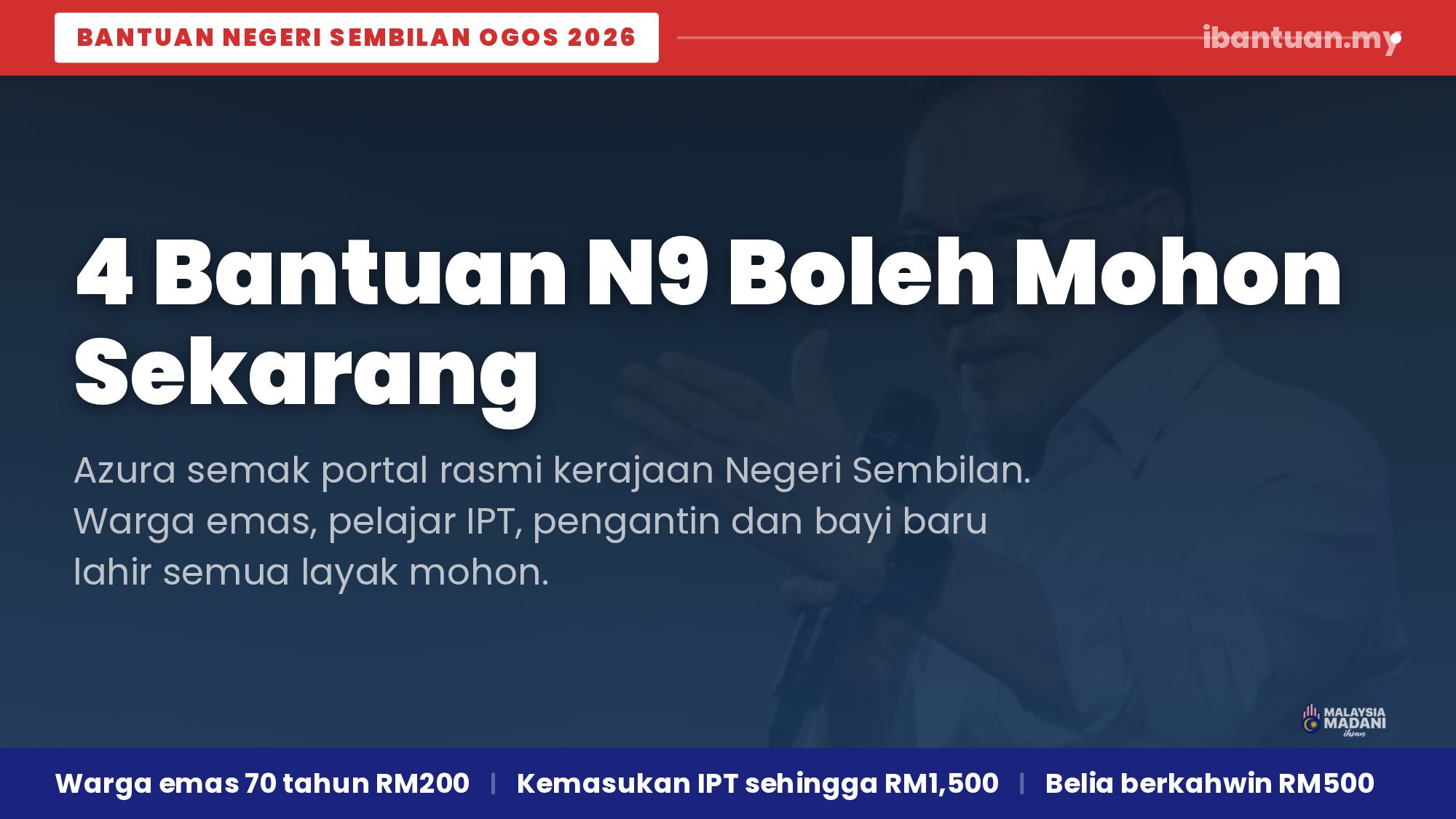 Bantuan Negeri Sembilan Ogos 2026 RM200 warga emas