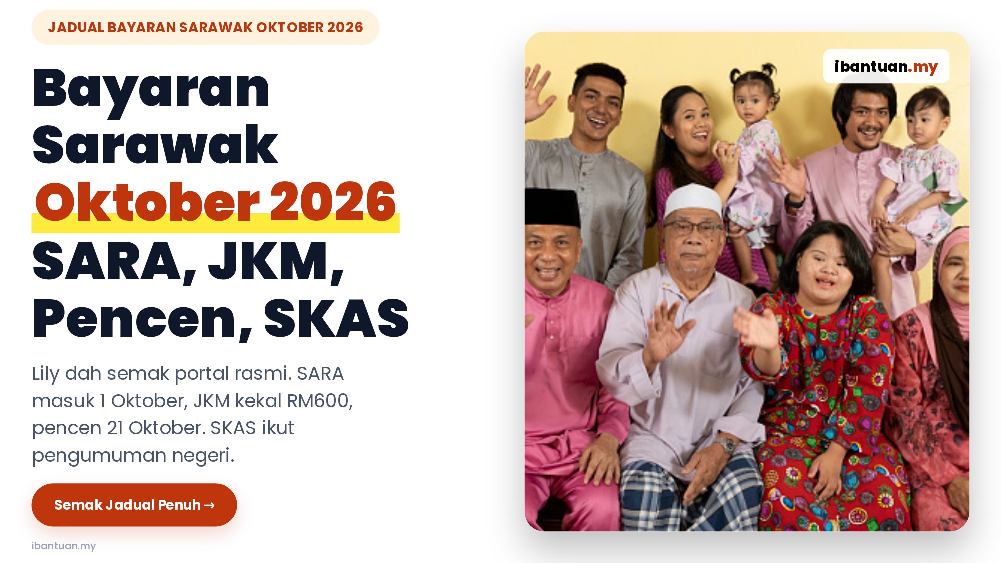 Jadual bayaran Sarawak Oktober 2026 SARA JKM pencen SKAS